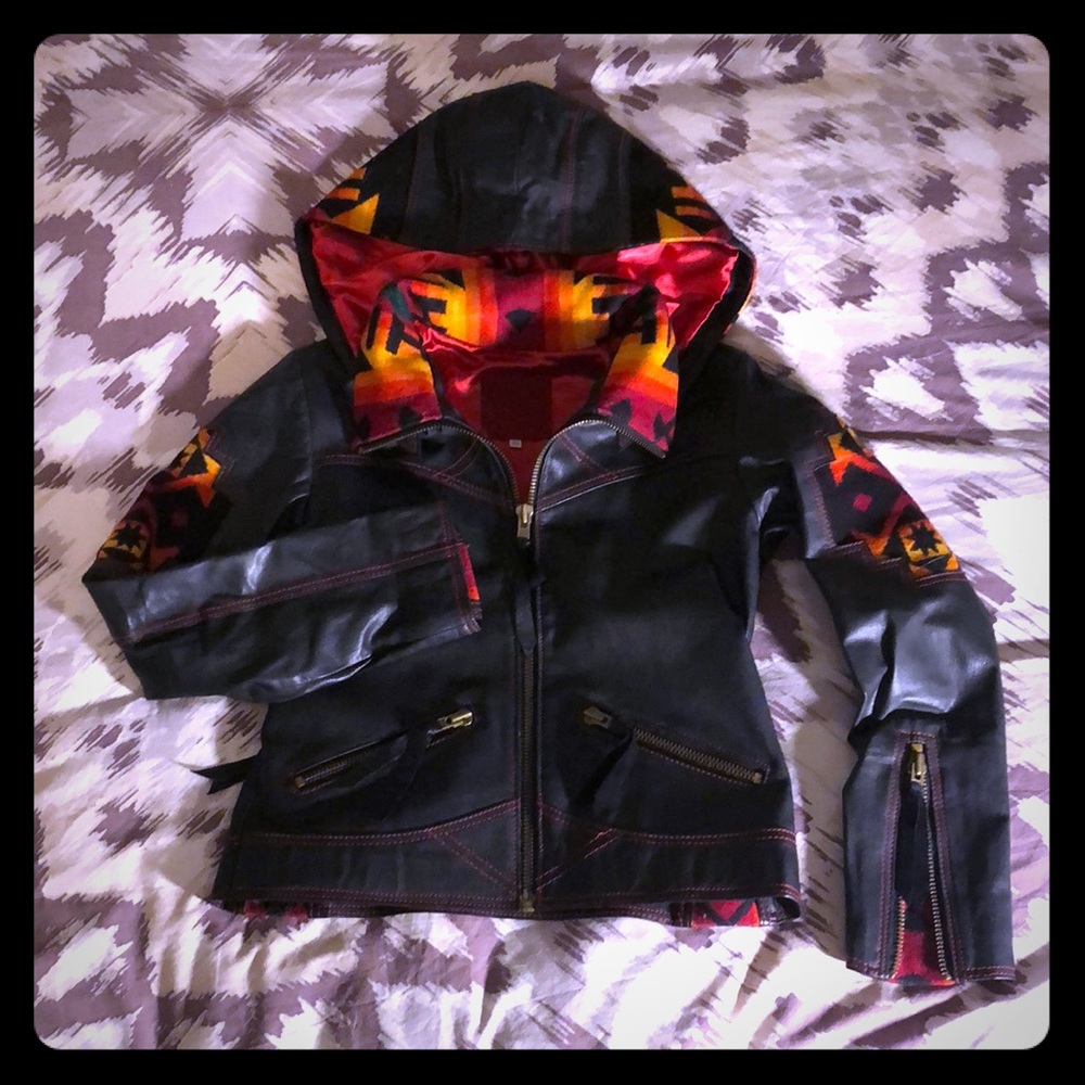 Vintage Pendelton Leather Hooded Jacket XS